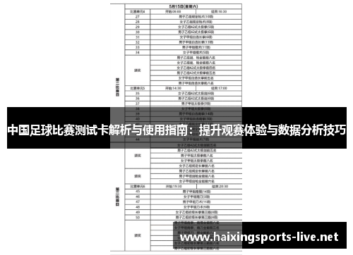 中国足球比赛测试卡解析与使用指南：提升观赛体验与数据分析技巧